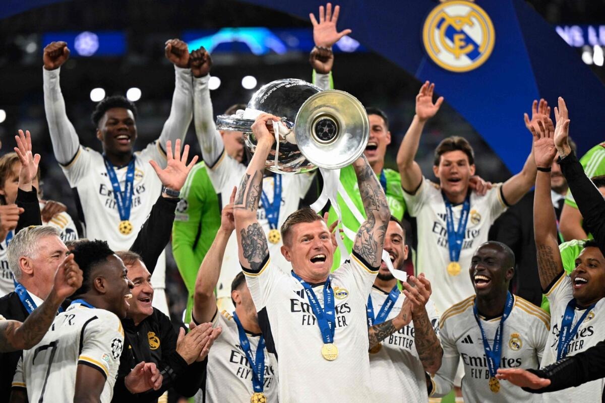 Real Madrid giành Champions League 2023-2024 sau trận chung kết thắng Dortmund 2-0 tại London, Anh hôm 1/6. Ảnh: AFP